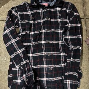 Wrangler Black Plaid Button-Up Shirt